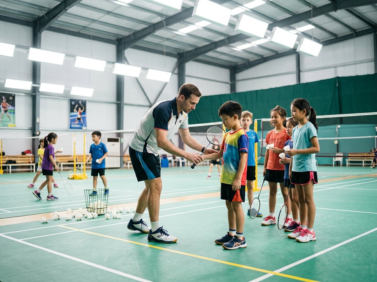 Kids badminton coaching at AJS Sports Kochi